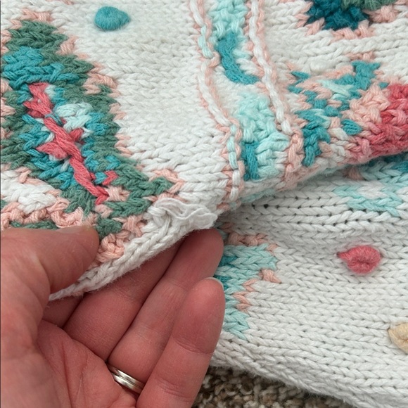 Vintage Portraits Tulip Ramie Cotton Floral Handknit Sweater medium - Picture 12 of 16